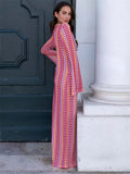 Contrast Hollow Out V-Neck Maxi Dress 